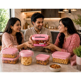 Pink plastic airtight storage container set (500 ML) for food preservation