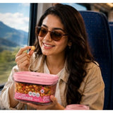 Pink plastic airtight storage container set (500ML), perfect for food preservation
