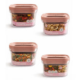 Pink plastic airtight storage container set (4 pack, 500ML capacity)