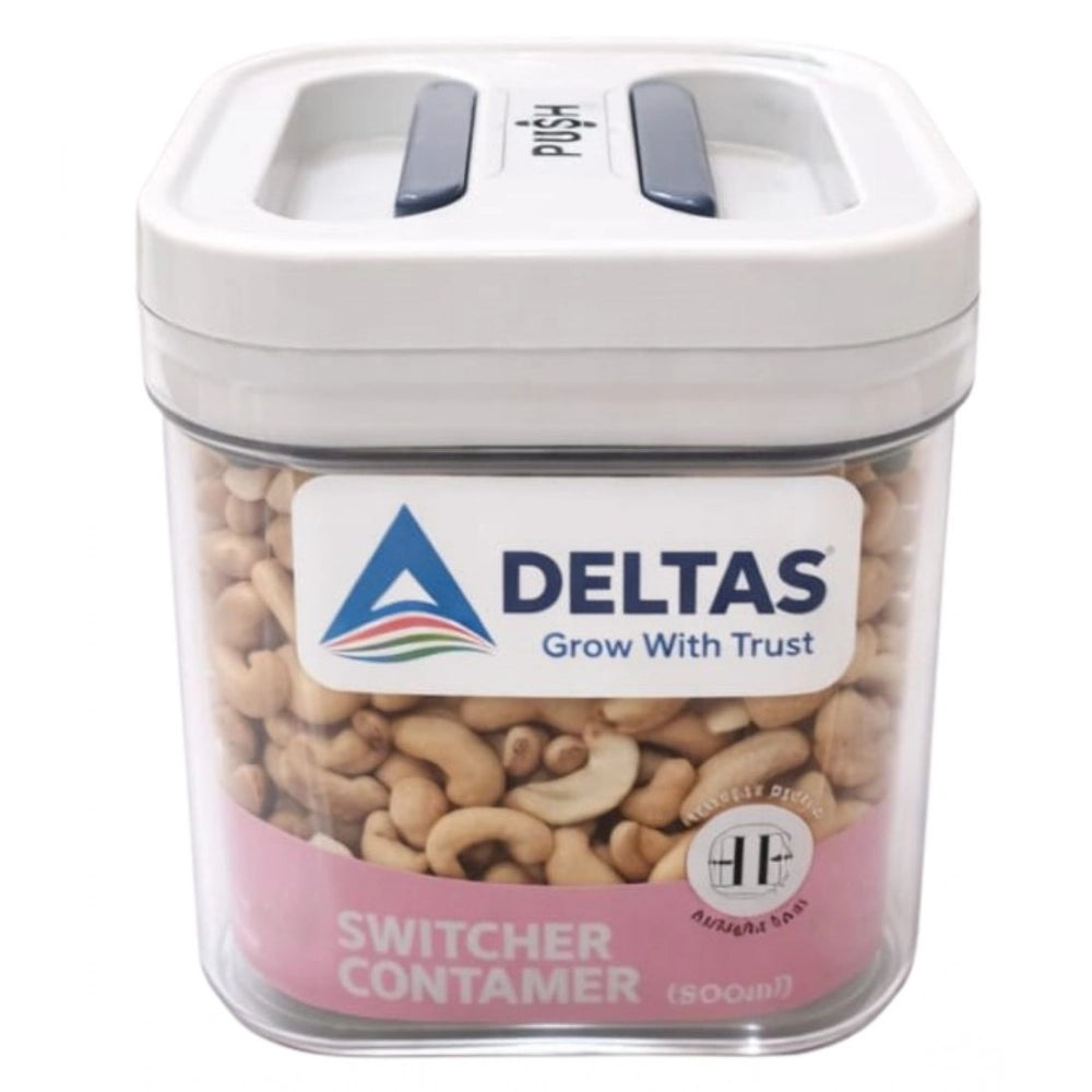 White plastic airtight container set, 500ML capacity for food storage