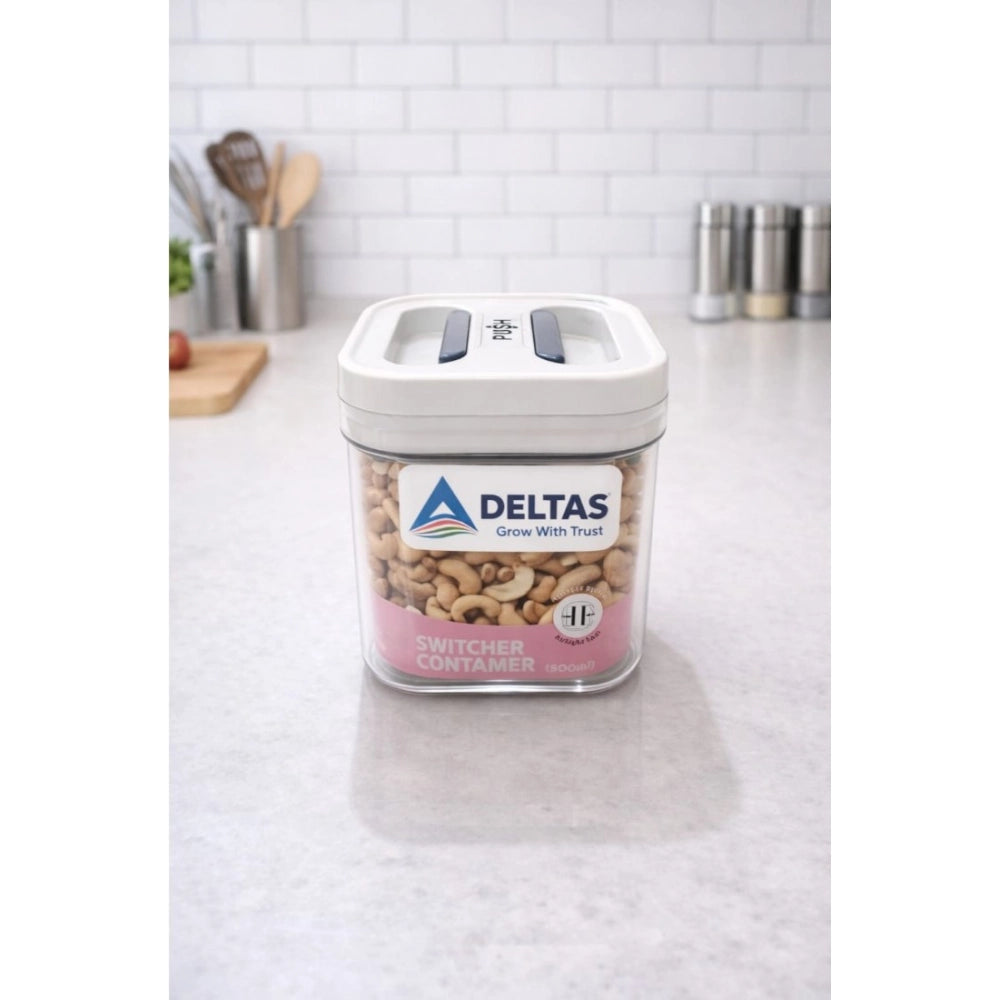 White plastic airtight storage container set, 500ML capacity, ideal for pantry organization