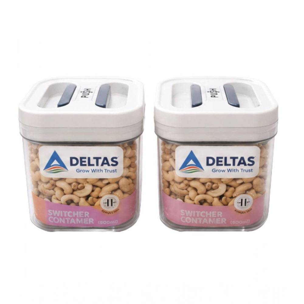 White plastic airtight storage container set (2 pack), 500ml capacity for food preservation