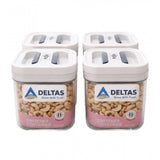 White plastic airtight container set (4pcs, 500ML capacity) for food storage - switchers