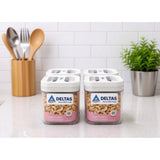 White plastic airtight storage container set, pack of 4 with 500ML capacity for food preservation