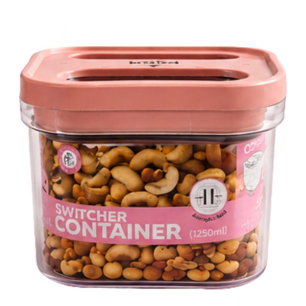 Airtight pink plastic storage container set (1250ml), ideal for food preservation and organization