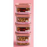 Pink plastic airtight storage container set of 4, 1250 ML capacity for food storage
