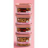 Pink plastic airtight storage container set of 4, 1250 ML capacity for food storage