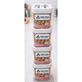 White plastic airtight storage container set (4pcs, 1250ML) for food preservation