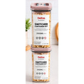 Airtight pink plastic storage container set (2x2000ml), perfect for food preservation and organizing kitchen essentials
