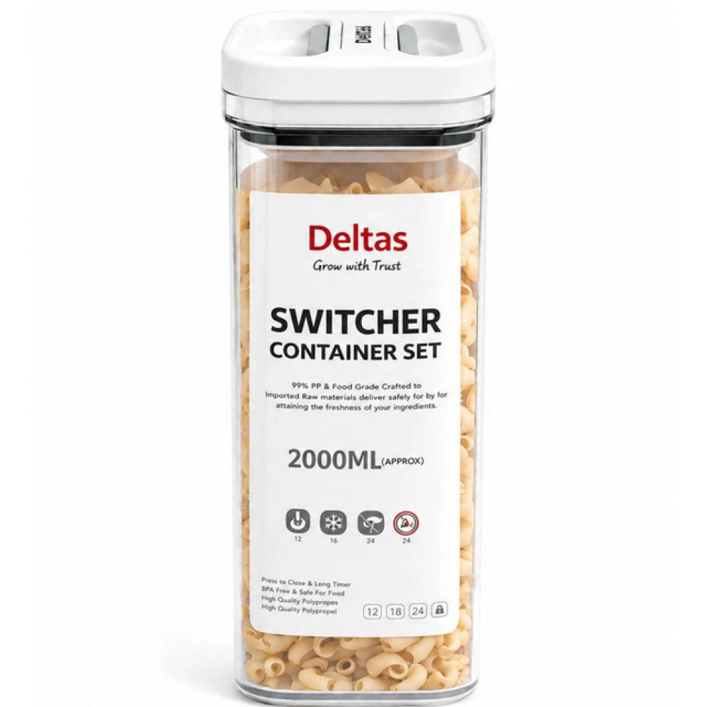 White plastic airtight container set (2000 ML), perfect for food storage and meal prep