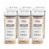 White plastic airtight storage container set (2000ml), pack of 6 for efficient food preservation