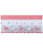 Pink and white embroidered AC cover for universal wall-mounted air conditioners, durable and decorative.