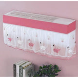 { "alt_text": "Pink-white polyester air conditioner cover for 1 and 1.5 ton AC unit, durable embroidered household appliance decor" }