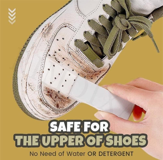 White shoe cleaning eraser for suede, nubuck, and leather shoes, removing dirt and scuff marks without water