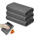 Black microfiber cleaning cloth set, streak-free and lint-free for glass, mirrors, and stainless steel surfaces