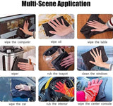 Black microfiber cleaning cloth set, streak-free and lint-free for glass, mirrors, and stainless steel surfaces