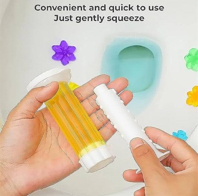 Multicolor floral, citrus, and ocean-scented toilet bowl cleaner and air freshener gel