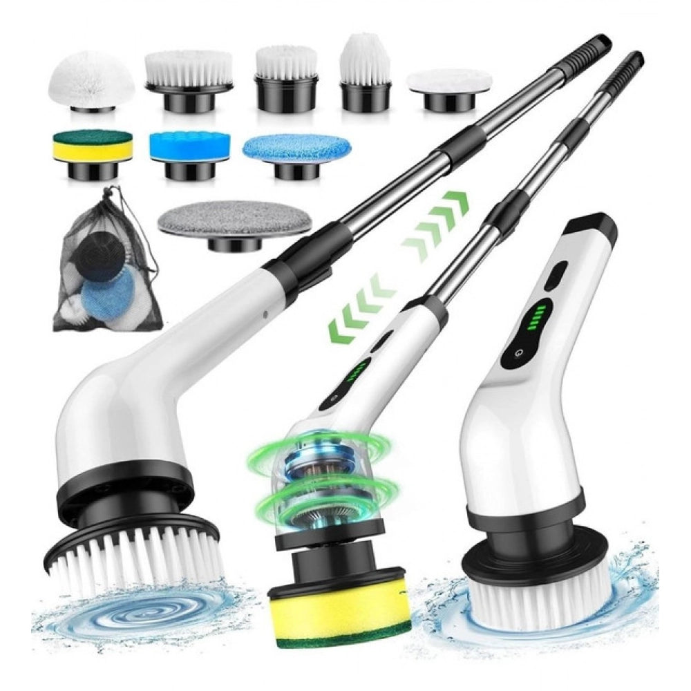 { "alt_text": "Multicolor electric spin scrubber cordless rechargeable cleaning tool, deep clean bathroom grout brush set" }