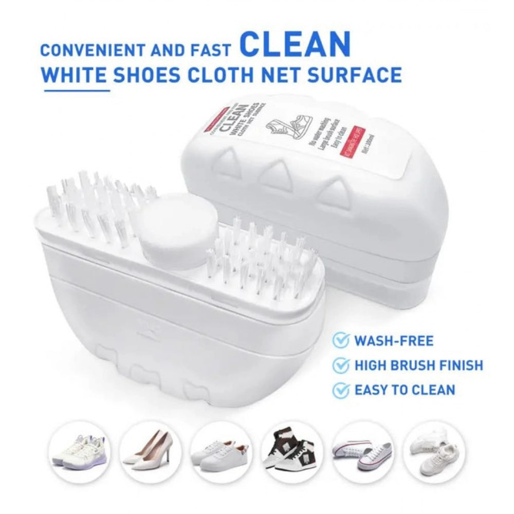 { "alt_text": "White nylon shoe cleaning brush set for sneaker stain removal, deep cleaning sports shoes" }