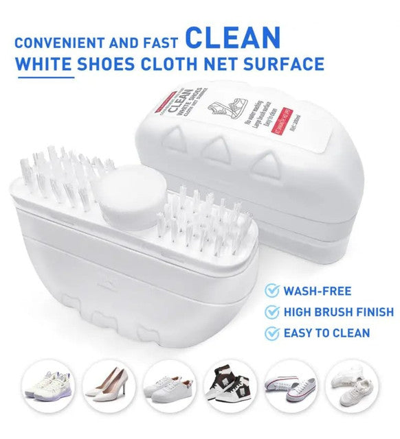 White shoe cleaning brush with soft fine bristles for removing stains and whitening sneakers