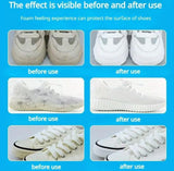 White shoe cleaning brush with soft fine bristles for removing stains and whitening sneakers