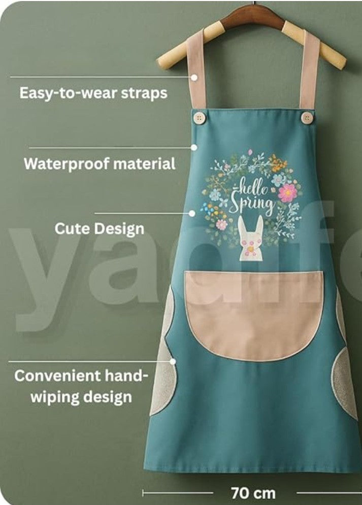 Multicolor PVC waterproof kitchen apron for men and women, featuring absorbent hand towels and adjustable neck strap