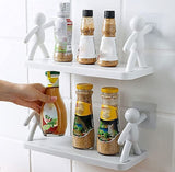 White multipurpose adhesive wall hook rack for hanging bags, keys, and towels on smooth surfaces