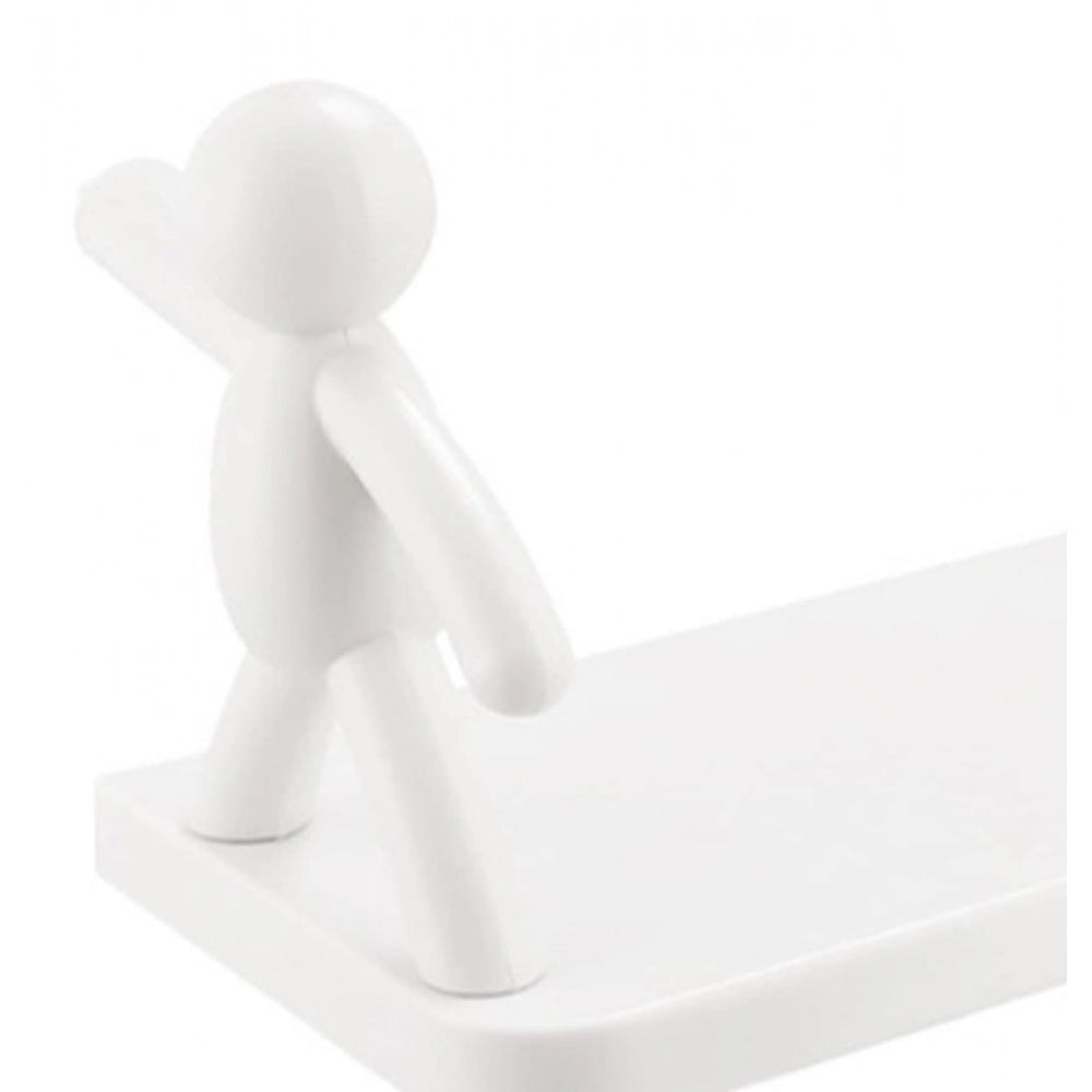 { "alt_text": "White PP multipurpose stand holder wall rack for home organization, self-adhesive storage hook" }