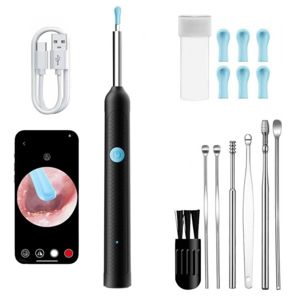{ "alt_text": "Multicolor silicone otoscope camera kit for safe earwax cleaning, nasal and skin inspection tool" }