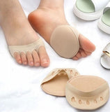Beige honeycomb fabric forefoot pads for women and men to reduce friction and prevent slippage in shoes