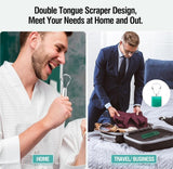 Silver stainless steel tongue scraper set of two for effective daily oral hygiene and residue removal