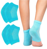 Blue moisturizing cotton heel socks with gel padding for soft and smooth heels