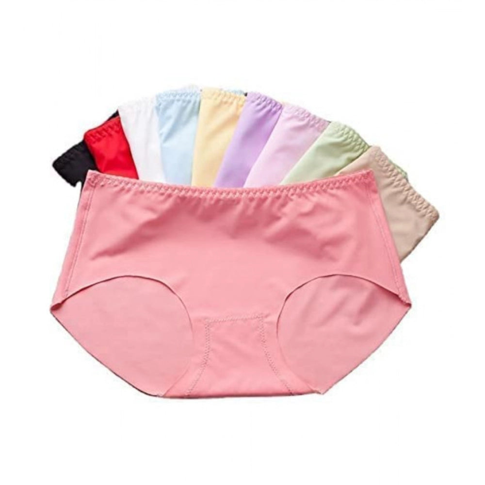 { "alt_text": "Multicolor breathable cotton seamless panties pack of 3, comfortable underwear for daily wear" }