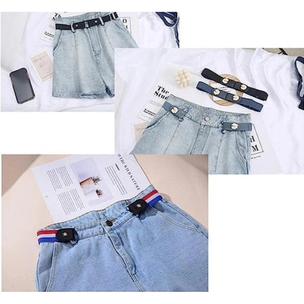 { "alt_text": "Multicolor elastic belt adjustable no show web belt for women men kids, comfortable stretch waist accessory" }