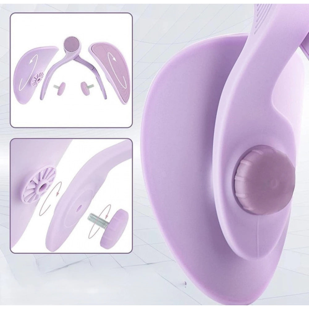 { "alt_text": "Purple silicone pelvic exerciser for inner thigh and glute workouts, fitness equipment for home use" }