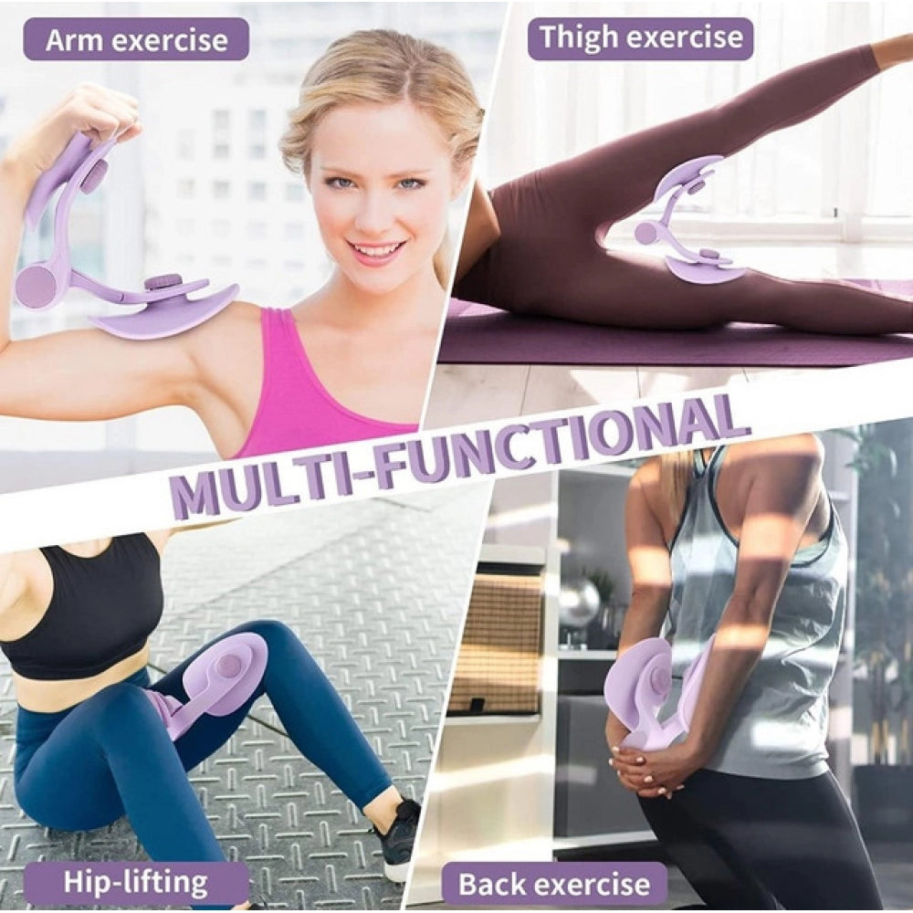 { "alt_text": "Purple silicone pelvic exerciser for inner thigh and glute workouts, fitness equipment for home use" }