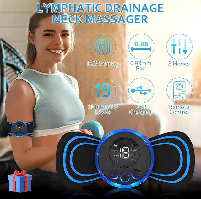 Black mini portable massager for targeted muscle and pain relief, suitable for back and neck use