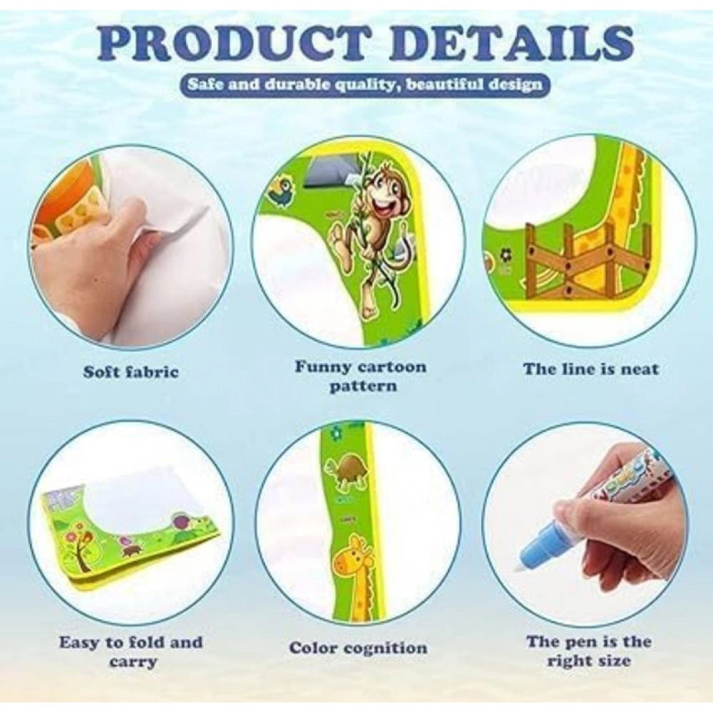 { "alt_text": "Multicolor plastic water drawing mat for toddlers, educational doodle toy with magic pen for kids" }