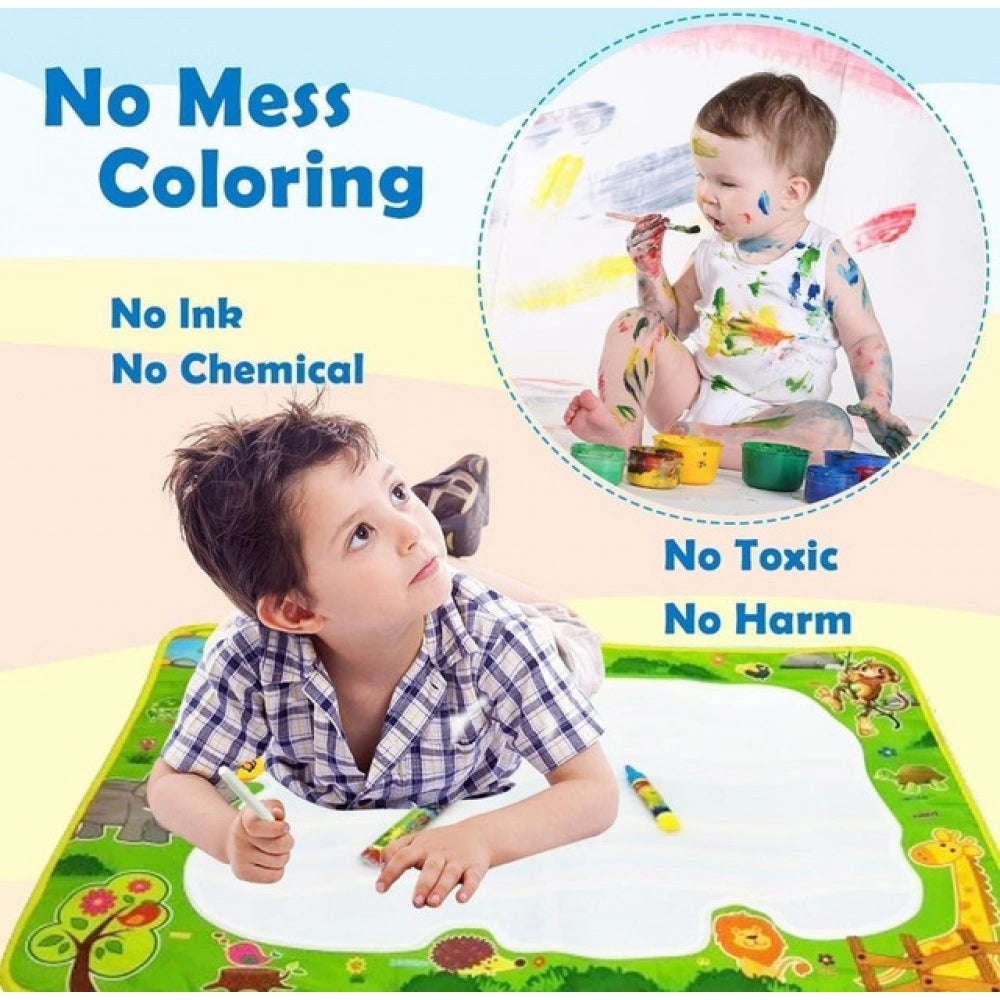 { "alt_text": "Multicolor plastic water drawing mat for toddlers, educational doodle toy with magic pen for kids" }