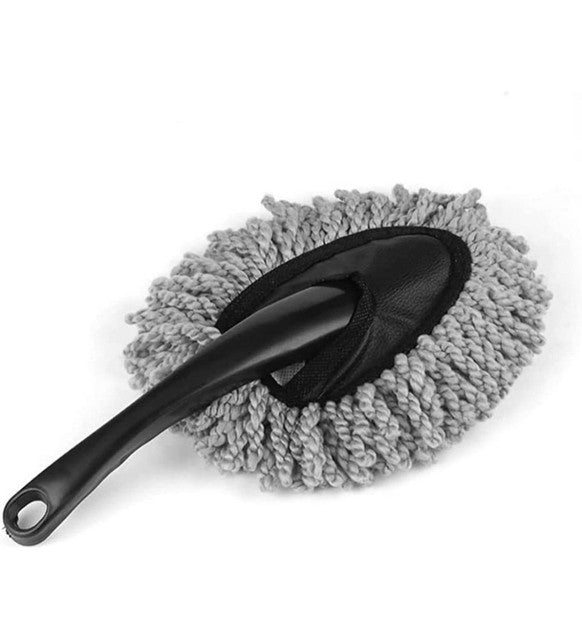 Black-grey microfiber duster set for cleaning cars, furniture, and household surfaces
