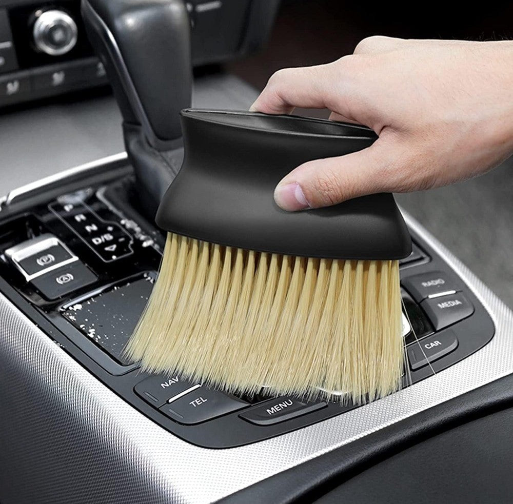 Black car dashboard cleaning brush set for deep cleaning car interior nooks and crannies
