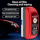 Red and black dual-sided automotive cleaning brush for removing oil films and grime from car glass