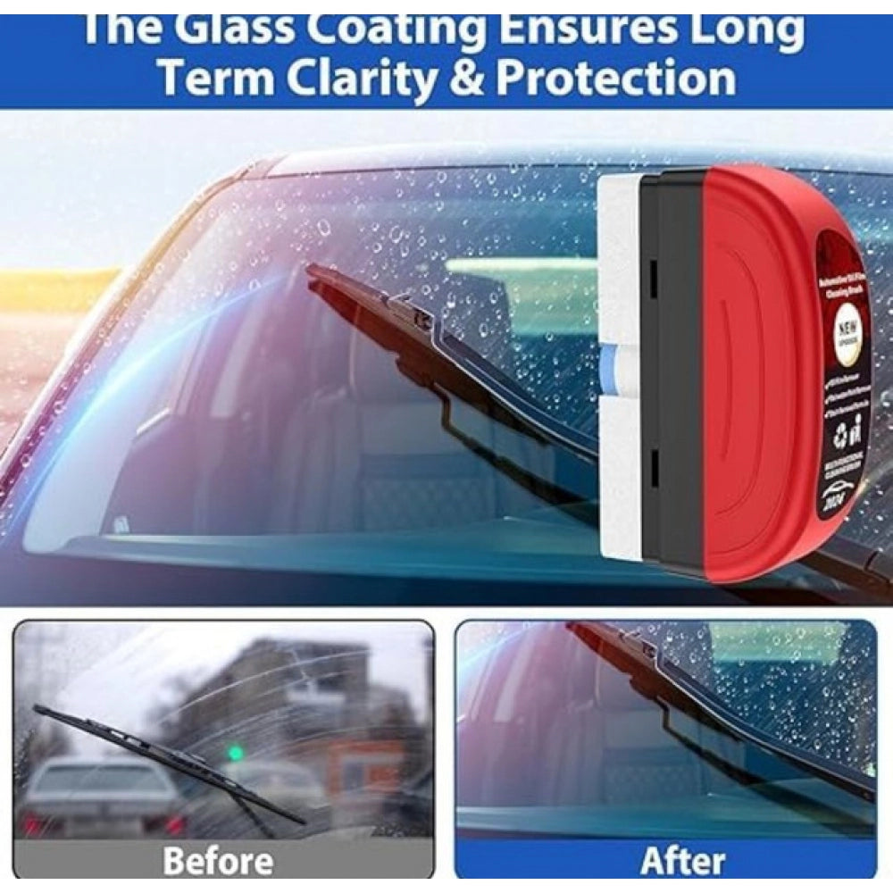 { "alt_text": "Red black nylon auto windshield cleaning brush for removing oil film, water spots, and automotive glass grime" }