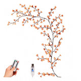 { "alt_text": "Multicolor LED vine light, bendable floral wall decor, warm yellow pink glow for bedroom mood lighting" }