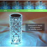 { "alt_text": "Multicolor acrylic table lamp with rose projection, adjustable LED nightlight for bedroom decor" }