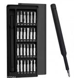 { "alt_text": "Black S2 steel screwdriver set, 24-in-1 precision repair tool kit for electronics and household appliances" }