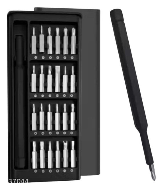 Black 24-in-1 precision screwdriver set made of S2 steel for electronics and household appliance repair