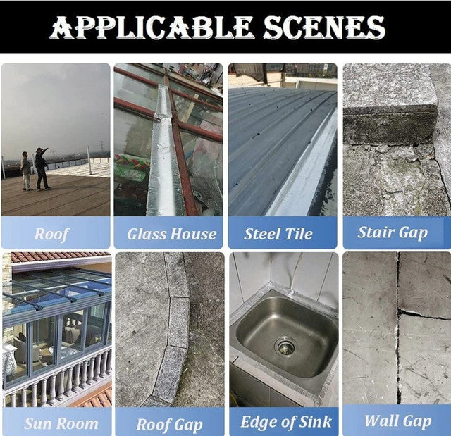 Silver aluminum waterproof foil tape for sealing leaks on roofs, pipes, and cracks