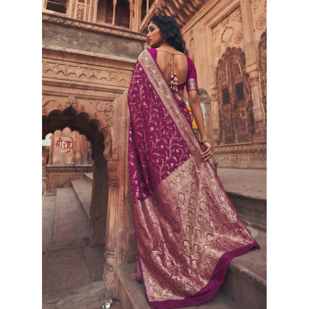 { "alt_text": "Wine art silk printed saree with unstitched blouse 5.5m, ethnic wear, Indian traditional clothing" }