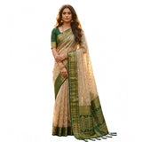 Women's Cotton Printed Saree With Unstitched Blouse 5.5Mtr (Multicolor)